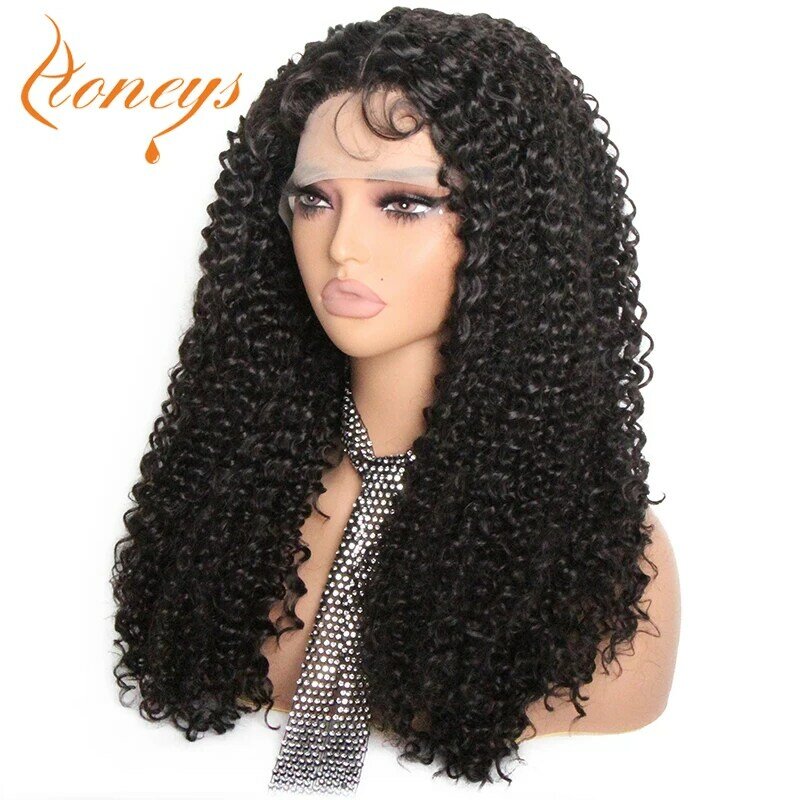 Double Drawn Curly Lace Frontal Wig High Heat Resistant Synthetic Lace Front Wigs for Women 13X4X1 Kinky Curly Wig 200% Density