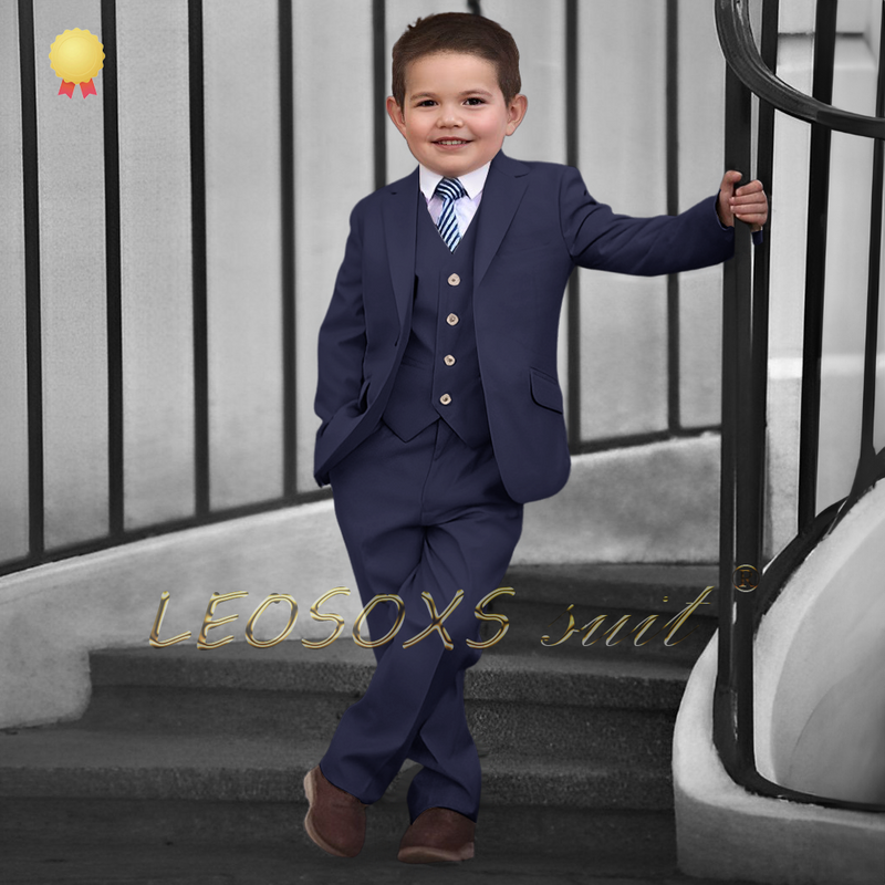 Children's dress suit (jacket + vest + trousers) suitable for boys aged 3 to 16 years old, customized elegant wedding suit