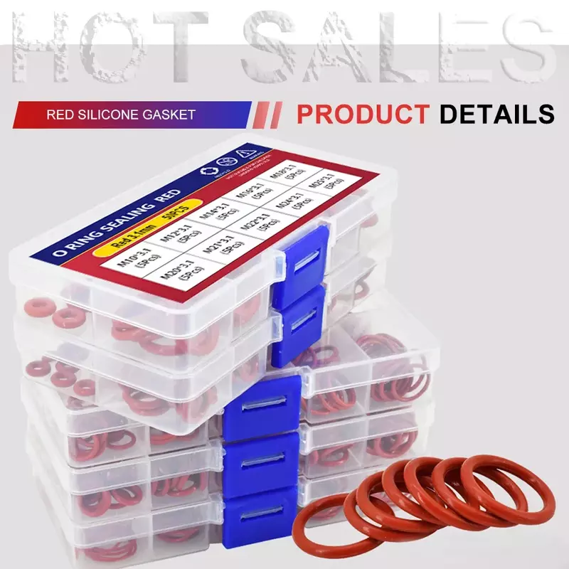 CS 1/1.5/2.0/2.4/3.1 Silicone O Ring Sealing Washer Red VMQ O-ring Plumbing Gaskets Oil Resistant High Temperature Oring Kit