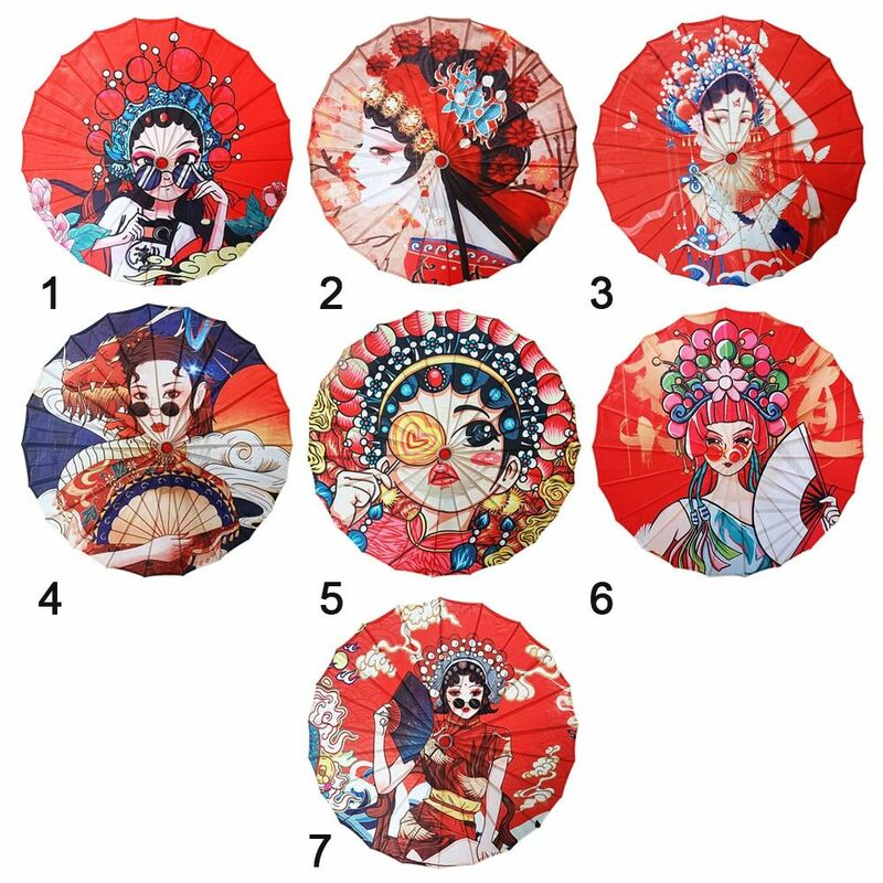 Бумажный зонтик с масляным покрытием в китайском античном стиле, 7 цветов, костюмы, зонтик для фотосъемки, для подружек невесты, искусственный пейзаж