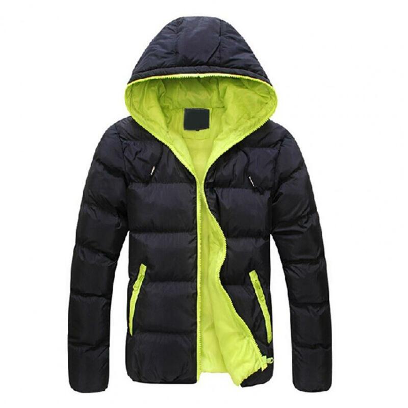 Мужские парки, зимняя куртка контрастных цветов, тонкая утепленная мужская куртка на молнии с Кулиской