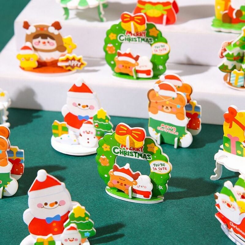 Boneco de neve Natal 3D Puzzle, Árvore dos desenhos animados, Papai Noel, Árvore de Natal, Coroa de Natal, Jigsaw estilo aleatório