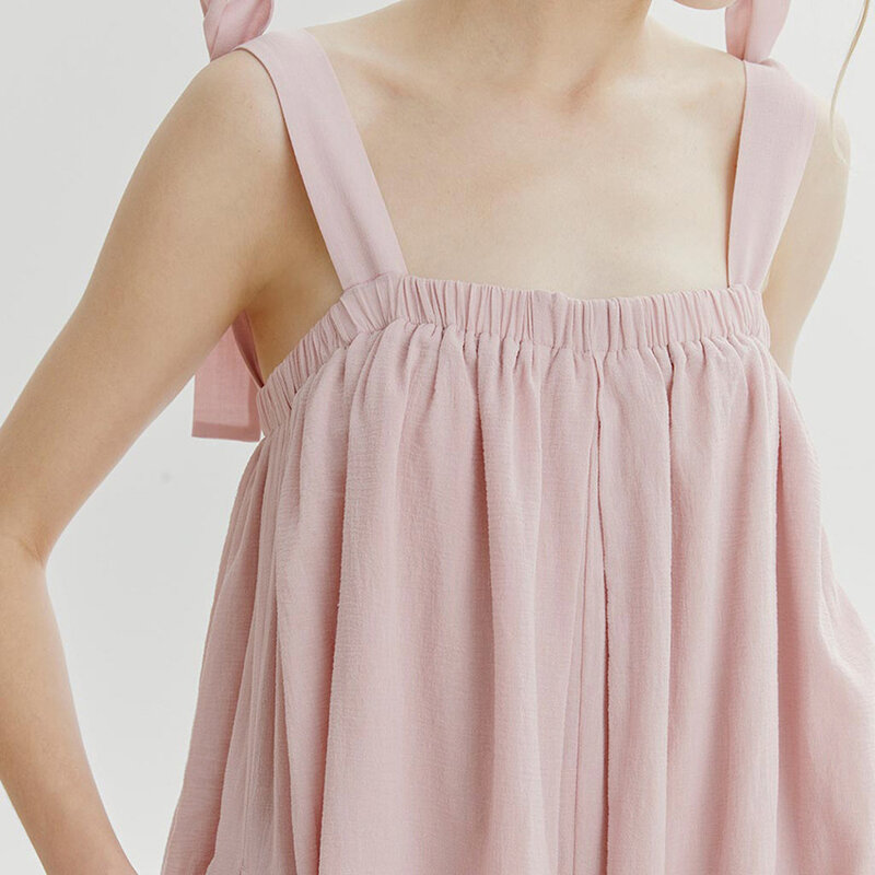 Женская летняя пижама из 100% хлопка, розовая модная ночная сорочка на бретелях без рукавов, с открытой спиной и регулируемой бретелькой, Ночная одежда