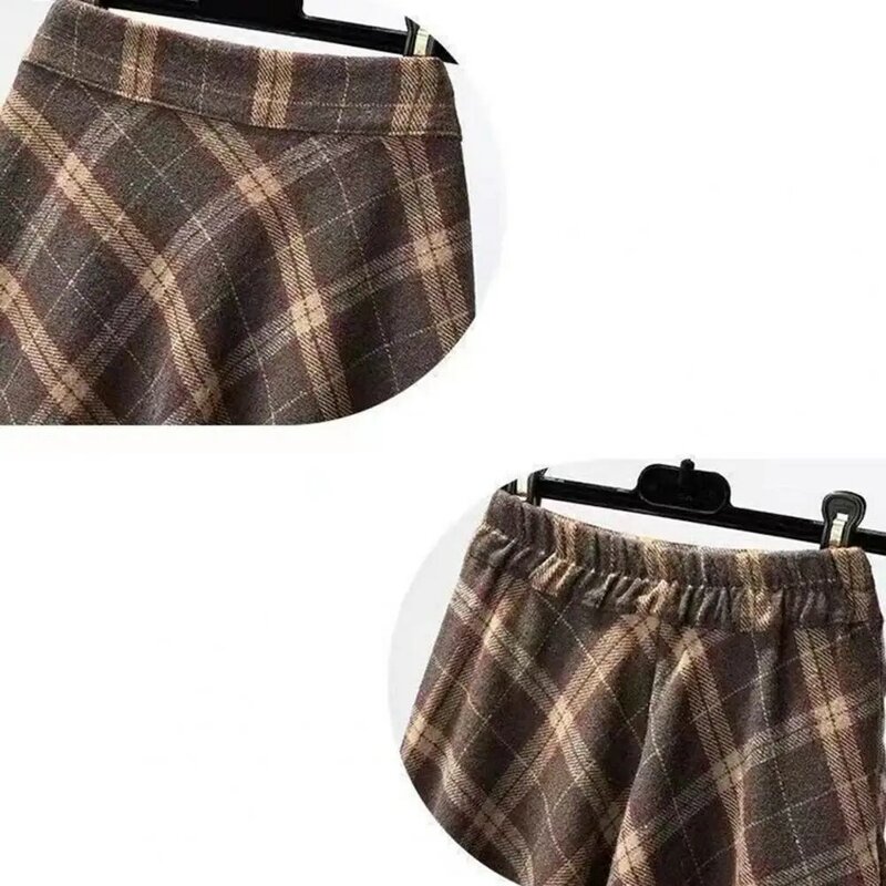 Plus Size A-line Skirt Plaid Print A-line Midi Skirt with High Elastic Waist for Fall Winter Women's Fashion Big Swing Thick
