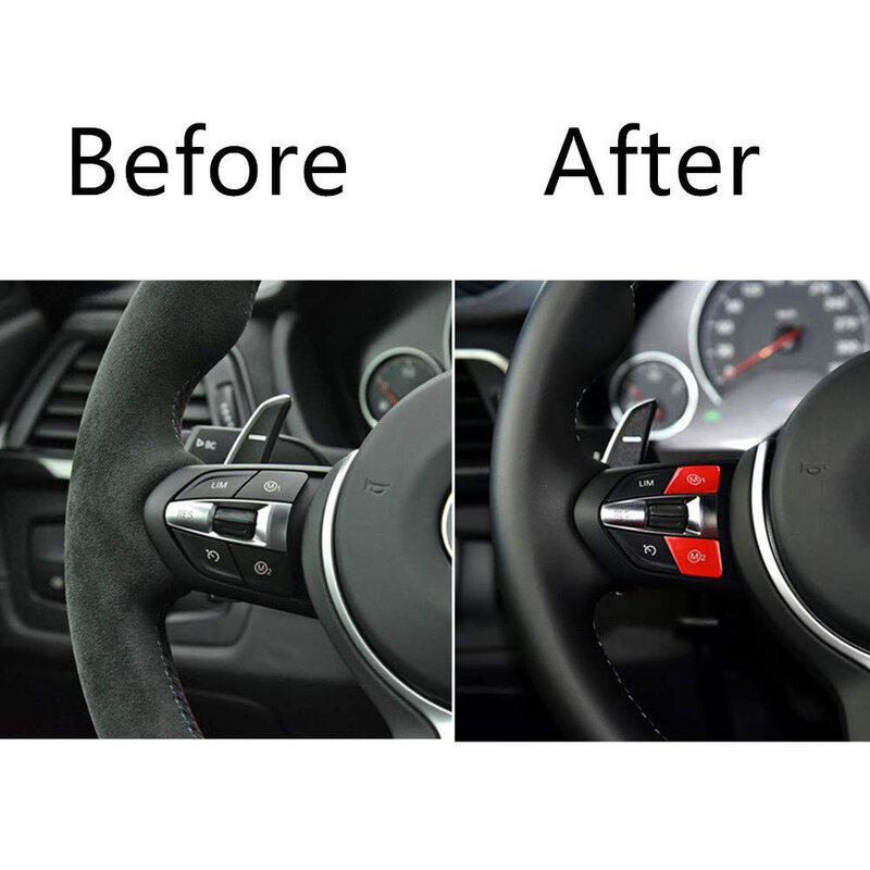 Penutup tombol roda kemudi, 1 pasang Drive roda mobil M1 M2 tombol saklar penutup stiker tombol Trim Panel kontrol dekoratif untuk