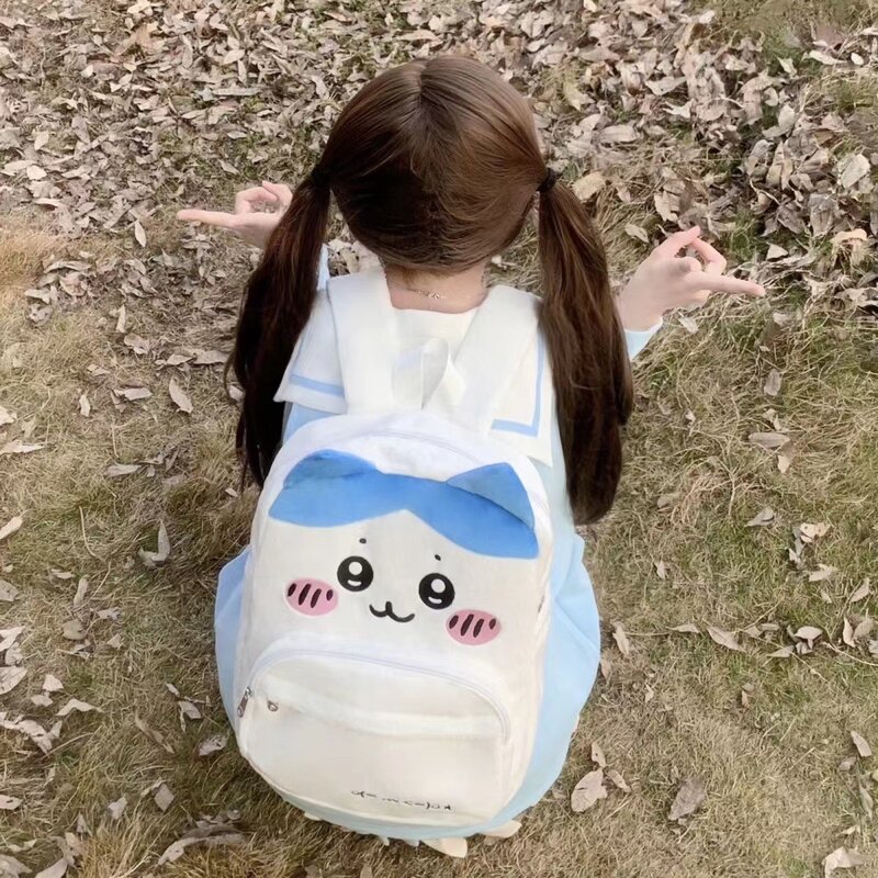 New ちいかわ ハチワレ Plush Backpack Cartoon Fashion 3D Mini Women's Backpack Large Capacity Cute Children's Schoolbag High Quality