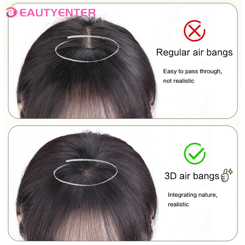 BeautyEnter capelli sintetici frangia estensione dei capelli frangia finta fermaglio per capelli su frangia ad aria francese parrucche ad alta temperatura