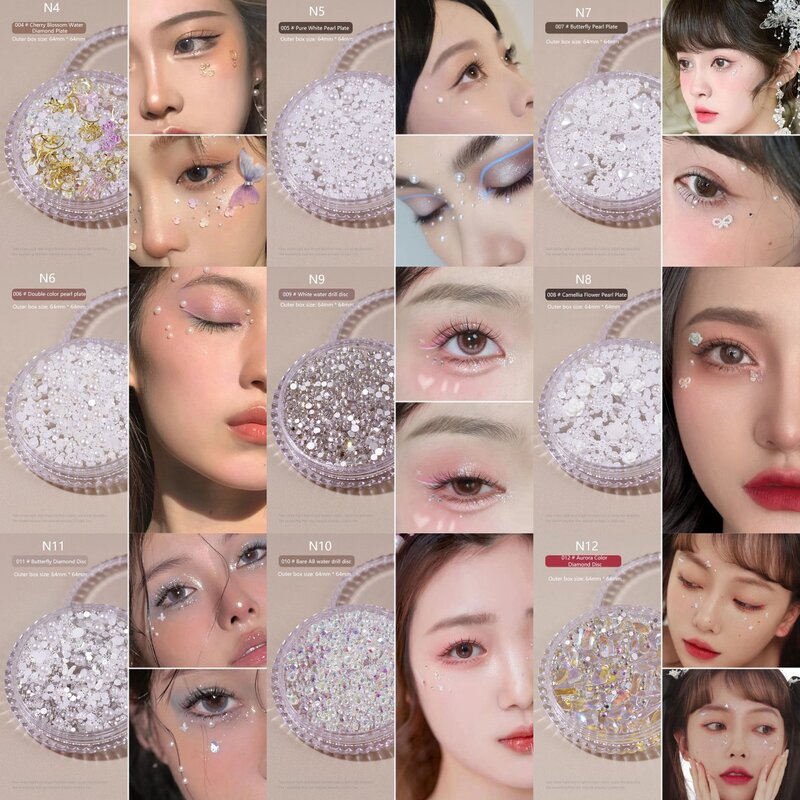 Borboleta-como patch de decoração strass para maquiagem rosto, 1 caixa, glitter, diamante, pérola, glitter, diy, nail art