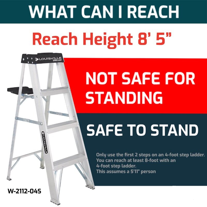 Louisville Ladder 4 'Aluminium Opstapladder, 250 Pond Capaciteit, W-2112-04S