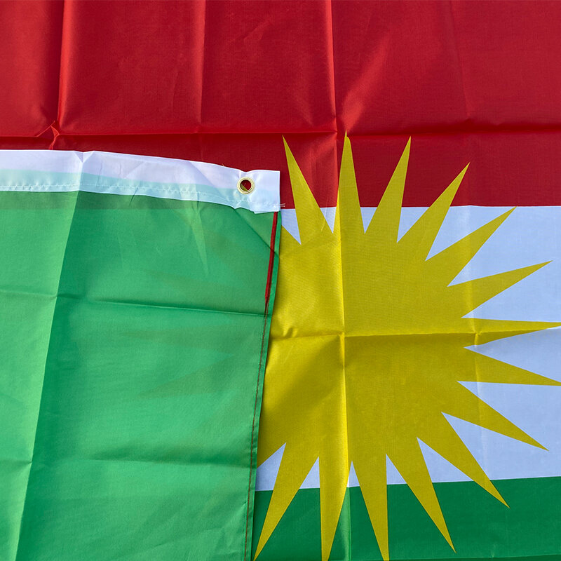 จัดส่งฟรี Kurdish Flag 90*150ซม.ธง Kurdistan เคิร์ดโพลีเอสเตอร์แขวนธงและ Bannes 2ด้านพิมพ์บ้านธง