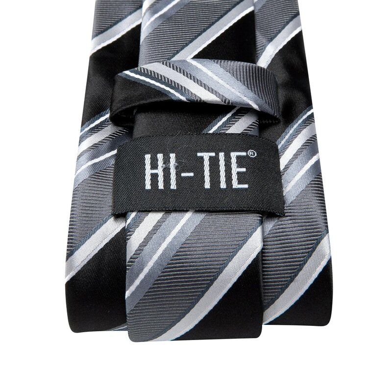 Hi-tie-男性、黒、緑の縞模様のデザイナータイ、結婚式、ビジネスパーティー、ハニーカフリンクスのためのエレガントなアクセサリー