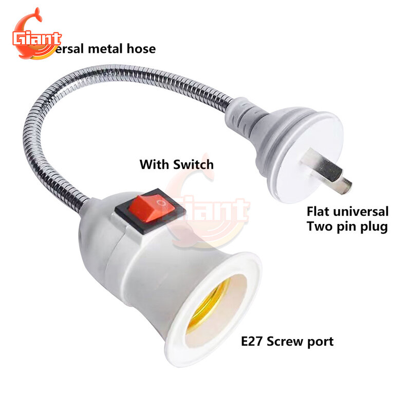 E27 램프 베이스 LED 라이트 벽 유연한 램프 거치대 컨버터 스위치 유형, 범용 스레드 호스 램프 거치대 플러그 스위치 어댑터
