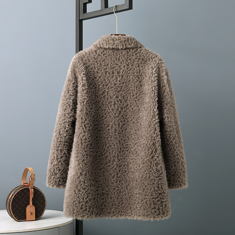 AYUNSUE-abrigos de invierno para mujer, abrigo de oveja, ropa de mujer, abrigo de piel de lana de moda coreana, chaqueta de piel gruesa y cálida para mujer Lq