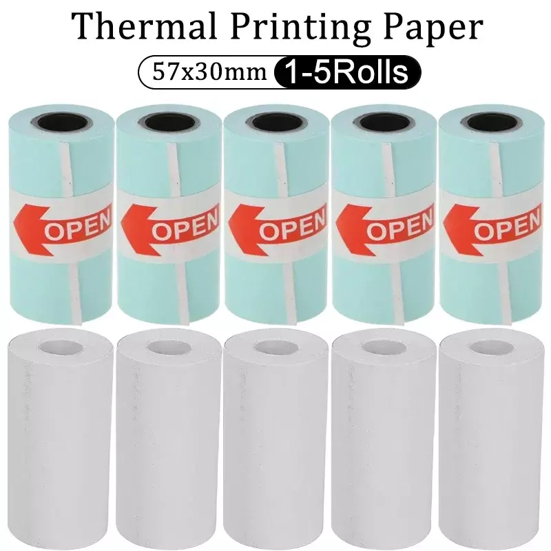 Auto-adesivo Thermal Printing Paper, Impressão Inkless para Foto Imagem, Mini Impressora, Etiqueta Adesiva, 1 Rolo, 3 Rolls, 5 Rolls