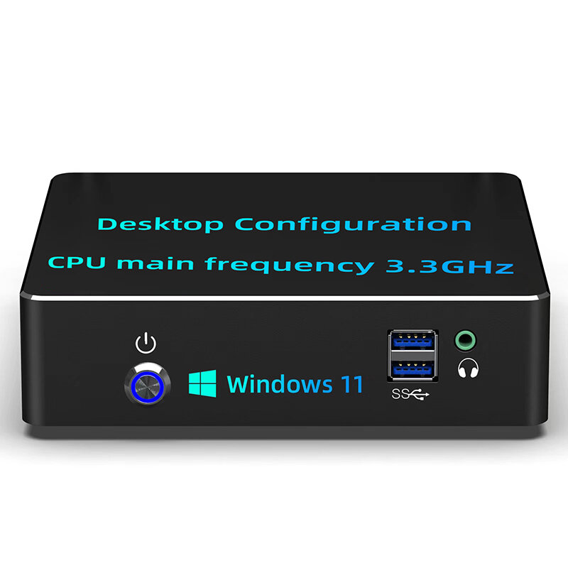 Mini PC Processador Intel Core i3, 3.3GHz, Configuração de Máquina Desktop, Windows 11 Pro, Computadores Desktop, HDMI, VGA, USB 3.0