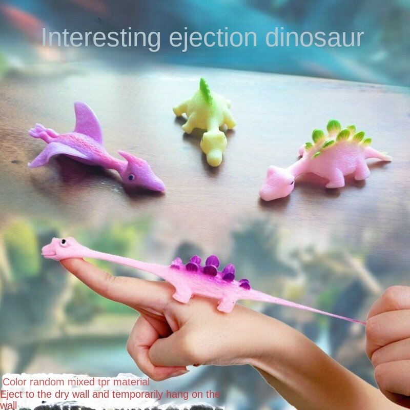 5Pcs 10Pcs Finger ejection dinosaur toys rubber dinosaur Slingshot boys birthday party favors kids dinosaur party decoration gif