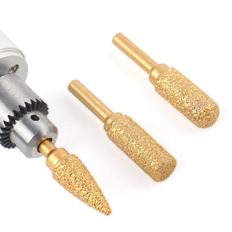 6mm Diamond Burr Head Shank Vacuum Brazed Grinding Rotary File For Stone Steel Hand Tool Machine Carving Router Bits Hardware