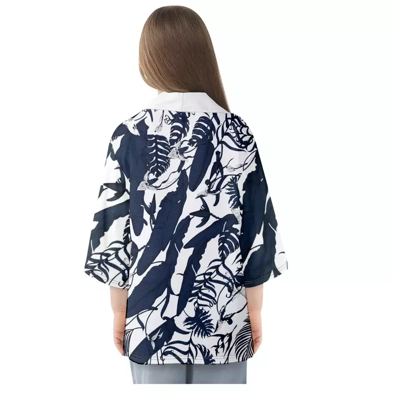 Folhas impressão Haori camisas para homens e mulheres, streetwear, moda cardigan tops, praia Yukata, quimono japonês, roupas japonesas, haori, 2024
