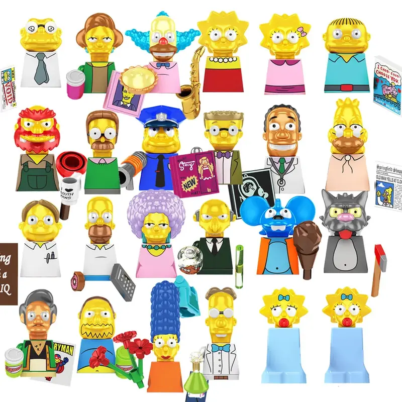 Mini Assemble Blocos de Construção para Crianças, Cartoon Puzzle Model, Brick Toys, Mini Assembly, Simpsons, Bart Homer, Presentes de Aniversário, SP1017, SP1015, SP1015