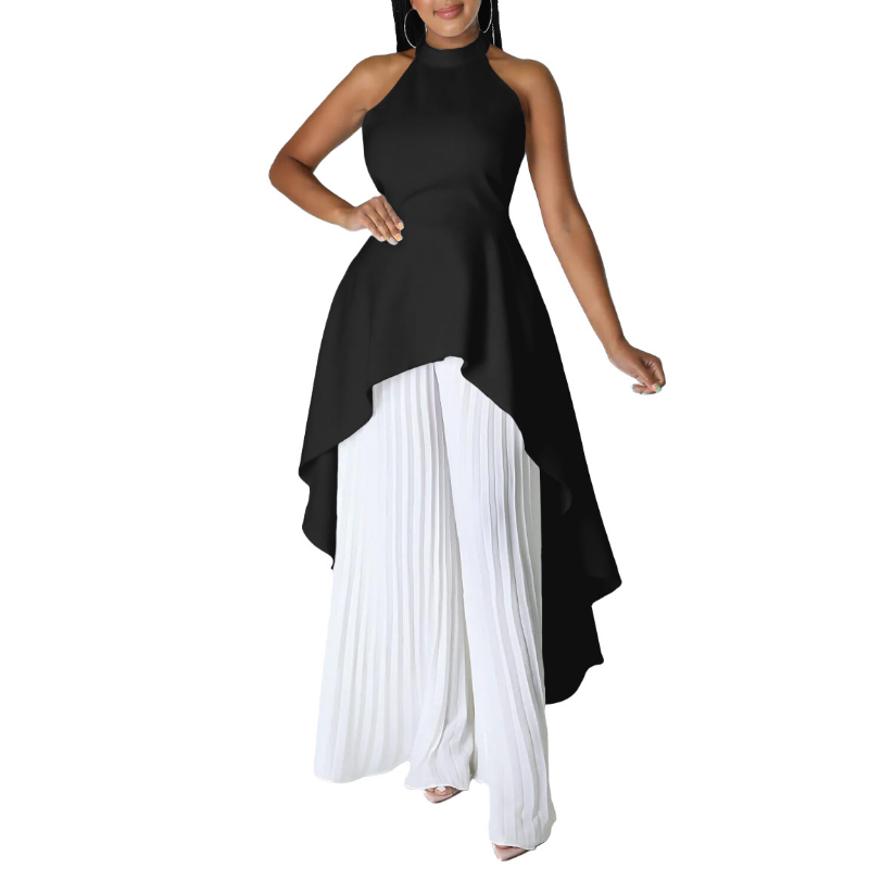 Set da 2 pezzi da donna Top e pantaloni senza maniche bianchi vestito Dashiki abbigliamento africano estate New Fashion High Street Lady Chic Sets