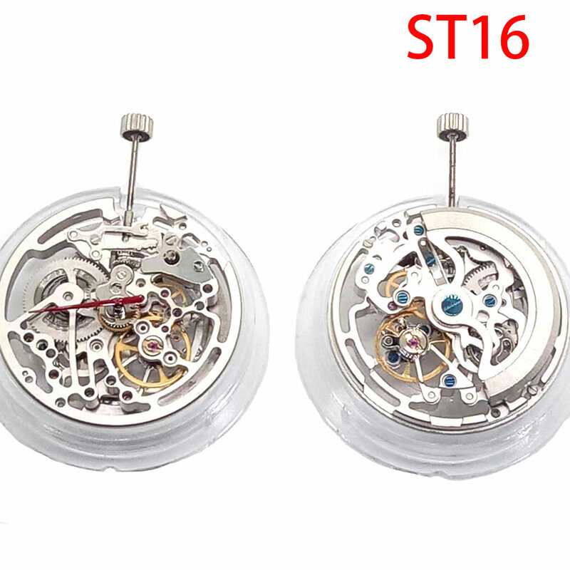 ST16 jam tangan mekanis otomatis, suku cadang pengganti jam tangan mekanisme Skeleton, kalender ganda, pergerakan mekanis otomatis, kalender Tiongkok asli ST1646/TY2809