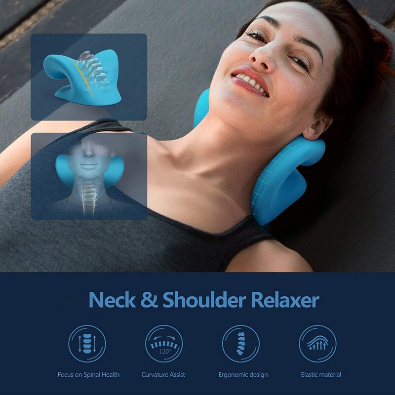 Neck and Shoulder Relaxer Corrector Vertebra Massager Cloud Pillow Cervical Stretcher Acupressure Point Relief Pain Traction