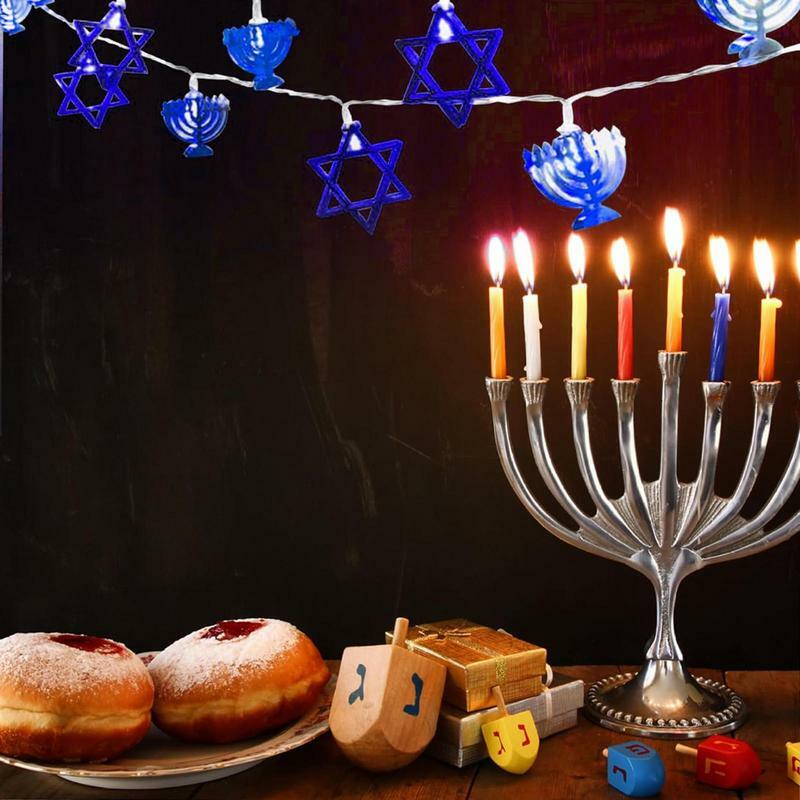 Hanukkah String Light decorazioni per finestre luce a batteria Chanukah luci Decorative a stringa per finestra della camera da letto del camino