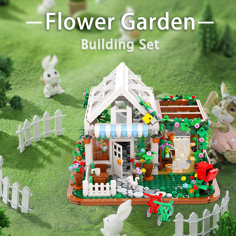 Maison de fleurs en blocs de construction avec lumière LED, cadeau parfait pour les enfants et les amoureux de la nature, jeu créatif inspirant, compétences de jardinage