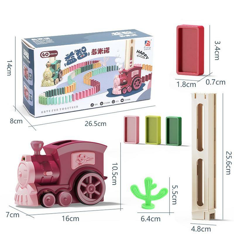 어린이 도미노 기차 세트, 재미있는 전기 도미노 기차 빌딩 및 쌓기 장난감, 재미있는 도미노 블록 세트, 소년 소녀