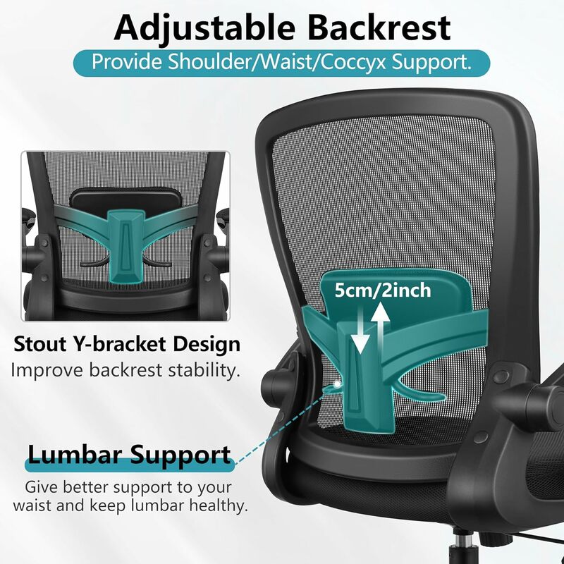 FelixKing silla de oficina ergonómica con espalda alta ajustable, malla transpirable, soporte Lumbar, reposabrazos abatible