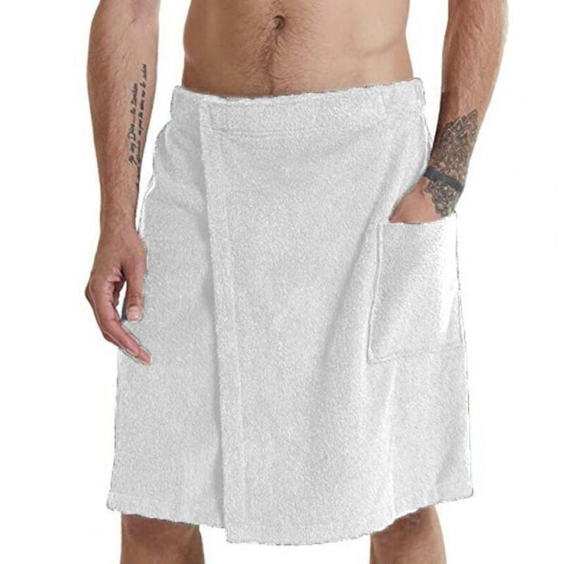 Bath Towel Adjustable Men's Bathrobe with Elastic Waist Homewear Nightgown with Pocket Outdoor Sports Towel for Swimming Gym Spa