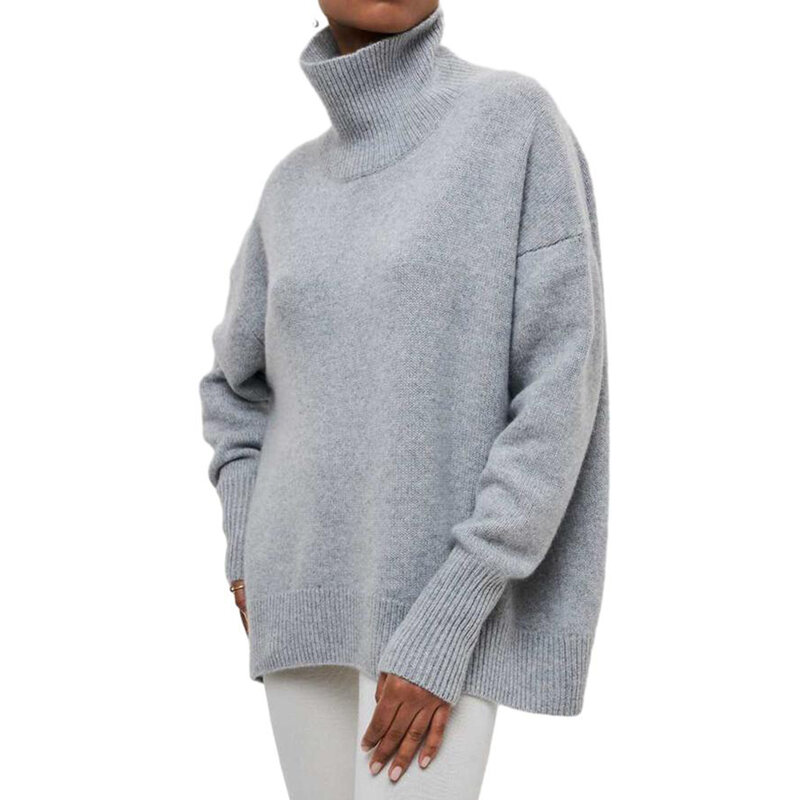 Top Women Pullovers Knitted Coat Long Sleeve Loose Outfit Clothing Solid Color Street Sweater Turtleneck Winter