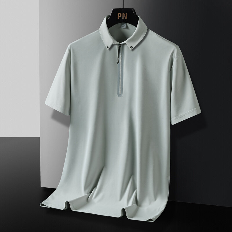 Kaus POLO kasual untuk pria, pakaian jalanan olahraga ukuran besar 5XL Hitam Putih Musim Panas 2024