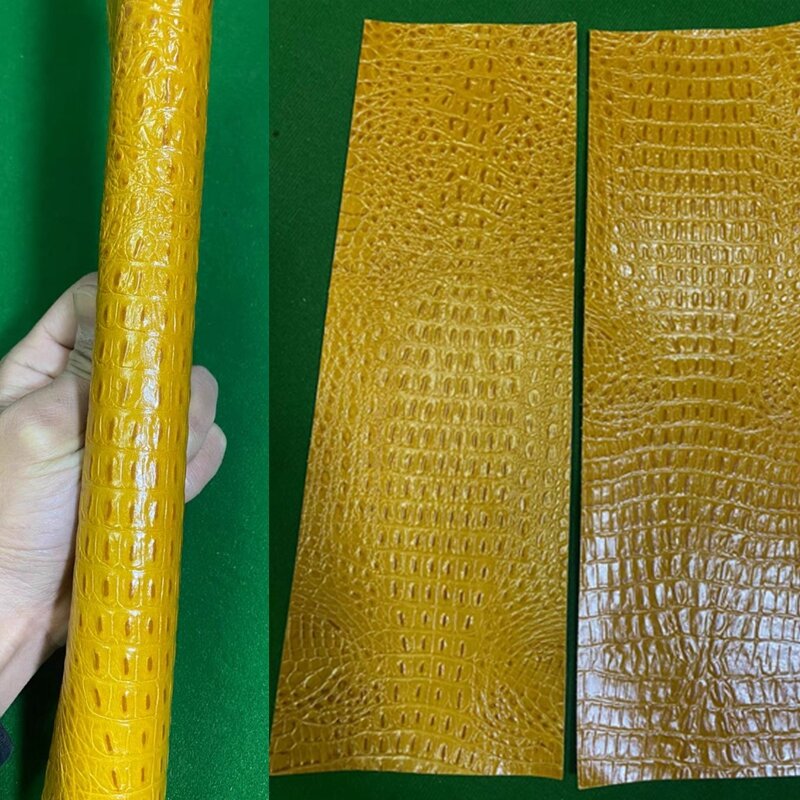 Empuñaduras de Taco de cuero en relieve amarillo para billar de piscina, tope de cuero genuino, espesor de 0,6mm, envoltura de bricolaje de calidad, Onda de cocodrilo-piedra