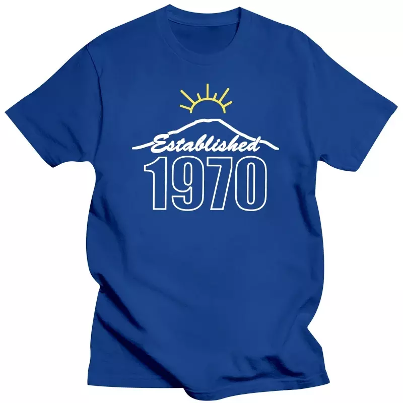 Camiseta de algodão manga curta masculina, moda urbana, com decote em O, 50 anos, presente de aniversário, camiseta básica, fabricada em 1970