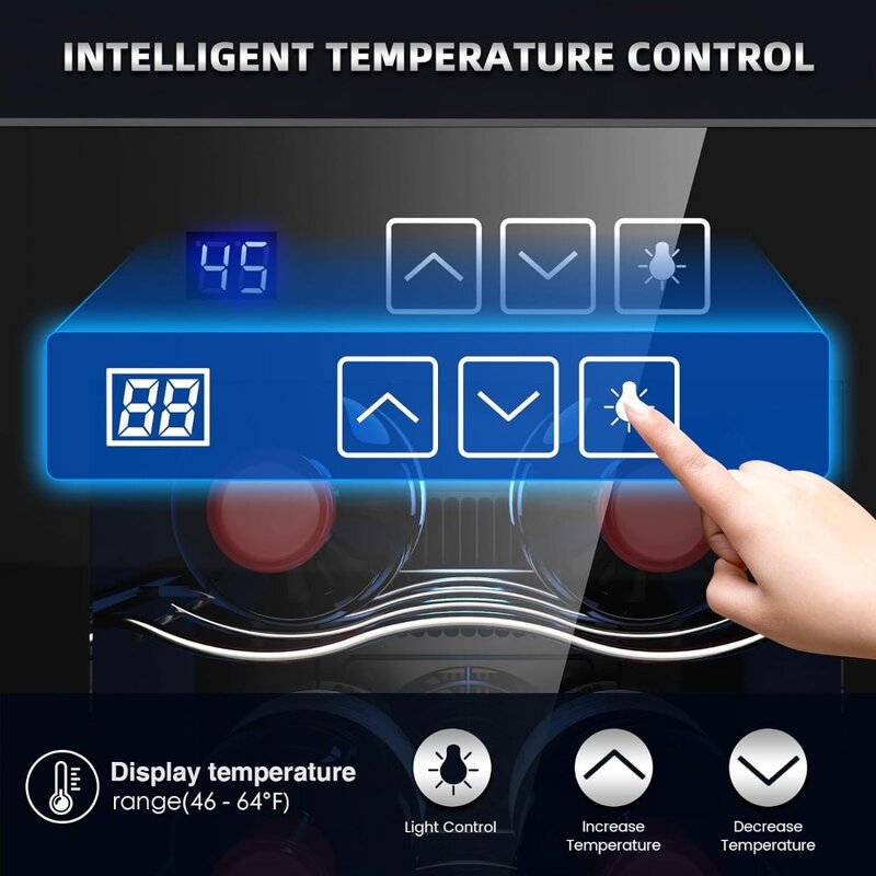 Refrigerador de vino independiente con Control de temperatura Digital, encimera, 46-66 °F