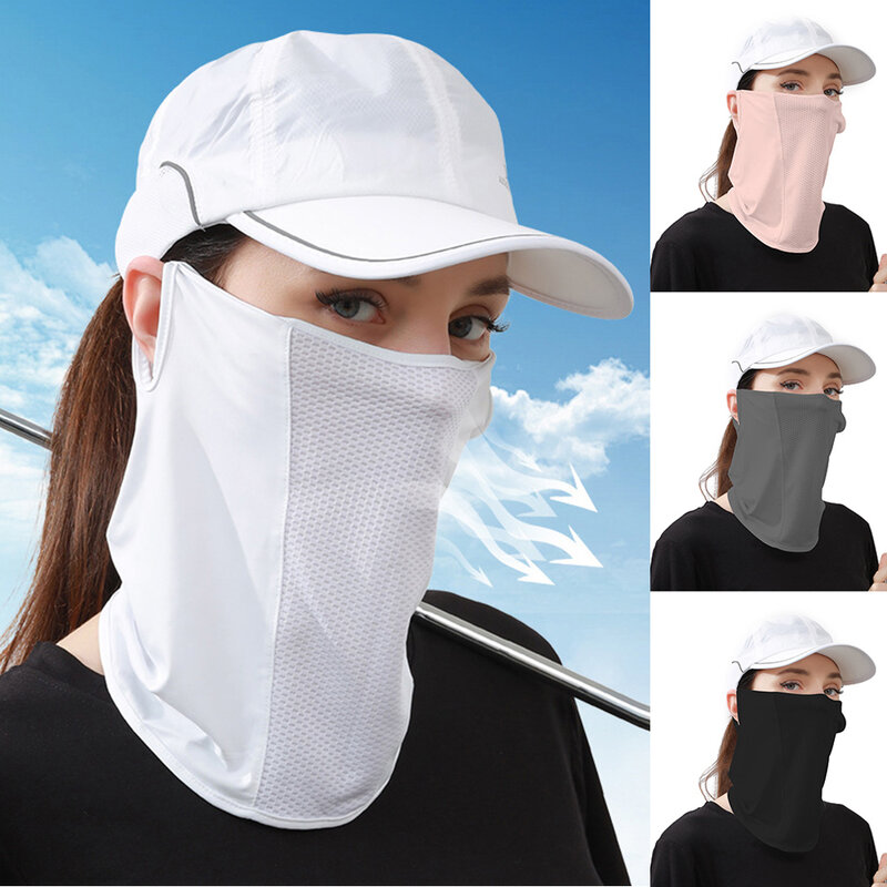Шарф для защиты шеи от УФ-лучей унисекс, для занятий спортом на открытом воздухе, Солнцезащитная шелковая маска, фата, летний шарф для защиты лица от солнца