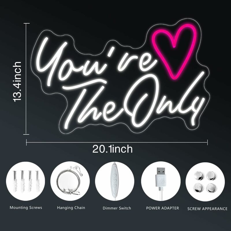Neon Sign You're The Only for Wedding LED Backdrop Wall Decor USB Reception Decoration Gifts for Anniversary Engagement Banquet