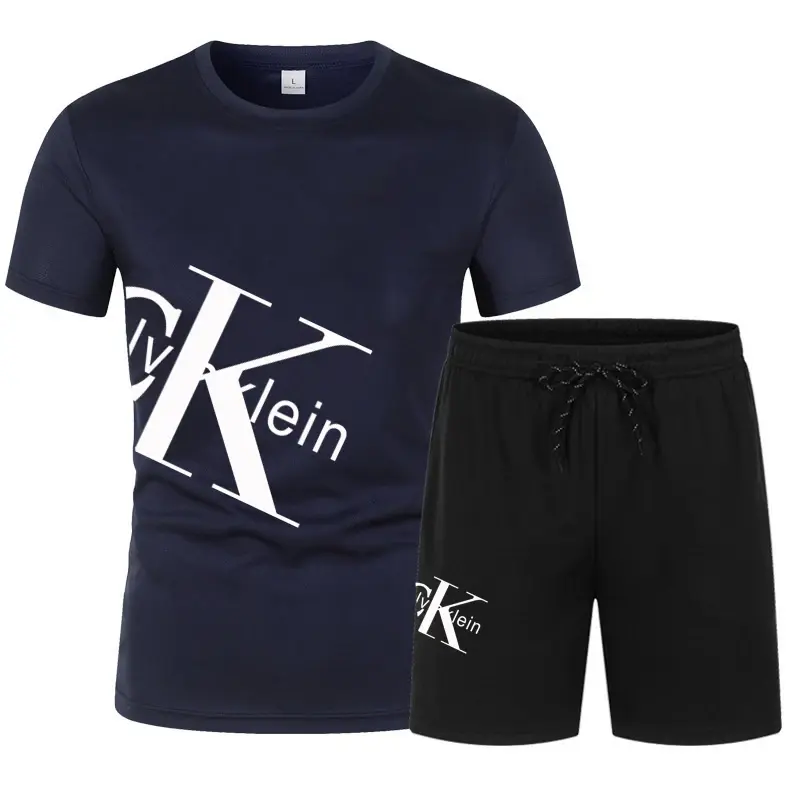 Camiseta de manga corta para hombre, pantalones de chándal de dos piezas, traje deportivo informal para correr, moda de verano, 2024