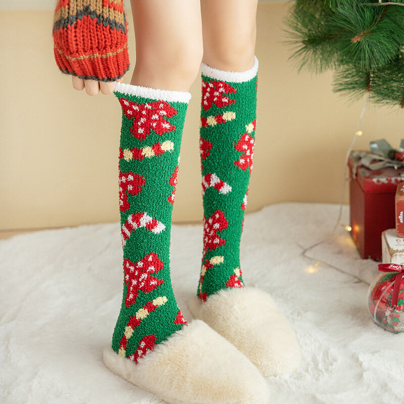 ถุงเท้าของผู้หญิงที่มีคุณภาพสูง7/14คู่ถุงเท้าคริสต์มาสสไตล์ฤดูใบไม้ร่วงและฤดูหนาวถุงเท้าสาวน่ารักซ้อนกัน