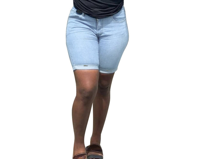 Nowa moda w stylu ulicznym jednolity kolor wysokiej talii wąskie jeansowe szorty damskie jeansy odzież damska