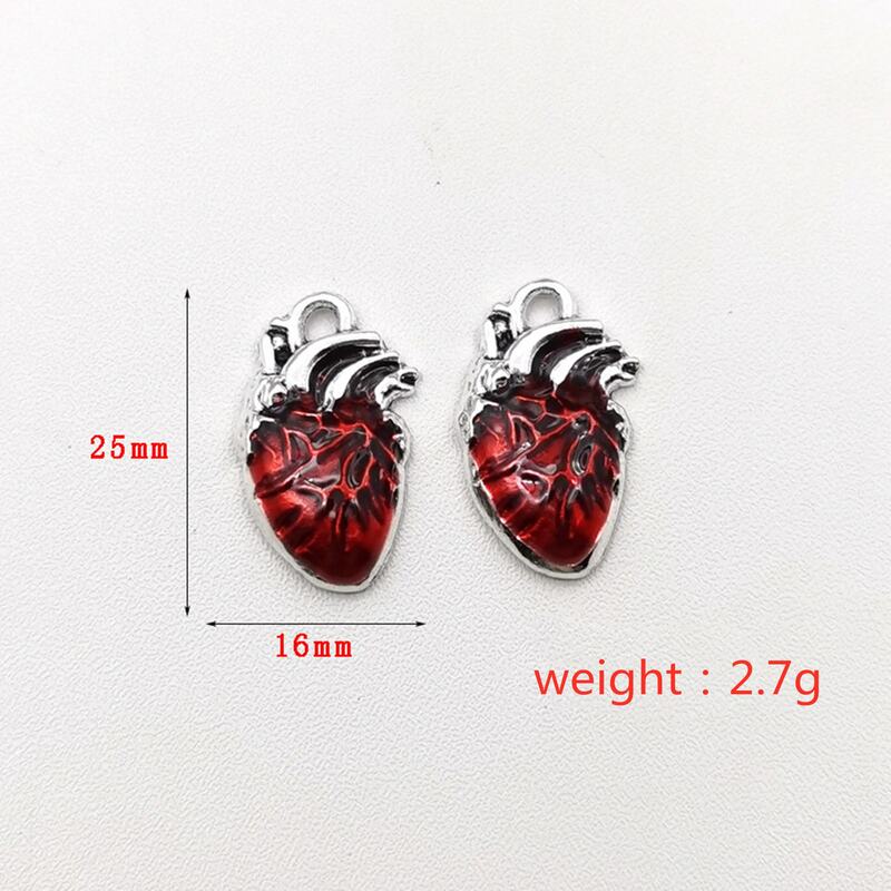 قلادة زيت عتيقة متدلية على شكل قلب بشري ، إكسسوارات مجوهرات سهلة الاستخدام ، ساخنة ، 16 × 25 ، 10 لكل حصة