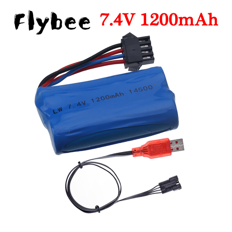 (SM-4P Plug)14500 battery 7.4V 1200mah Li-ion Battery and charger for remote control helicopter boat car water bullet guns parts