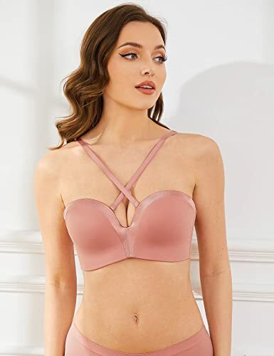 Strapless Wirefree Multiway Push Up Bra Rose Pink Brown