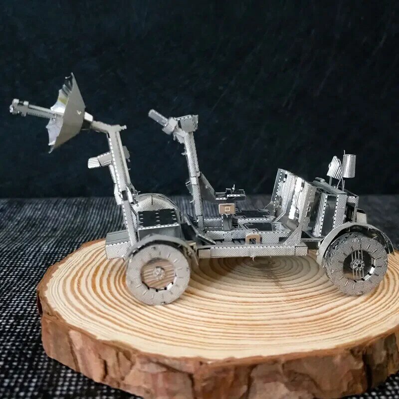 Modelo de montagem DIY todo em metal, 3D, tridimensional, sem cola, nano puzzle, Apollo, Lunar Rover Crown, aço inoxidável