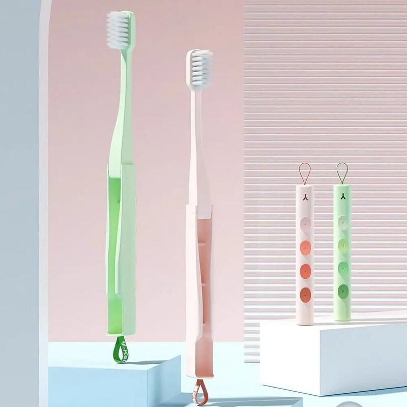 Escova de dentes manual para gomas sensíveis, limpeza profunda, cerdas macias, super fino, reutilizável, dobrável, dobrável