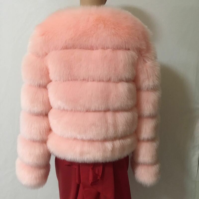 Abrigo de imitación de piel de zorro para mujer, nuevo abrigo ajustado de estilo corto con costuras, venta al por mayor de fábrica