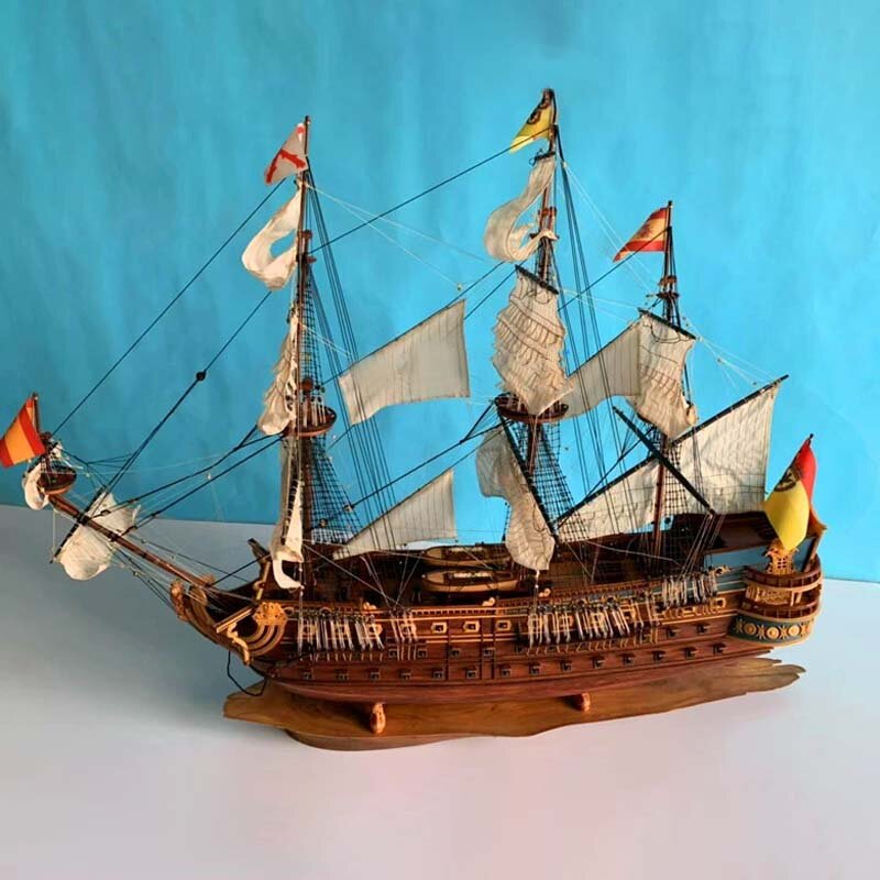 Ornamen Model kapal layar kayu kapal Spanyol Model kapal San Felipe selesai Rosewood