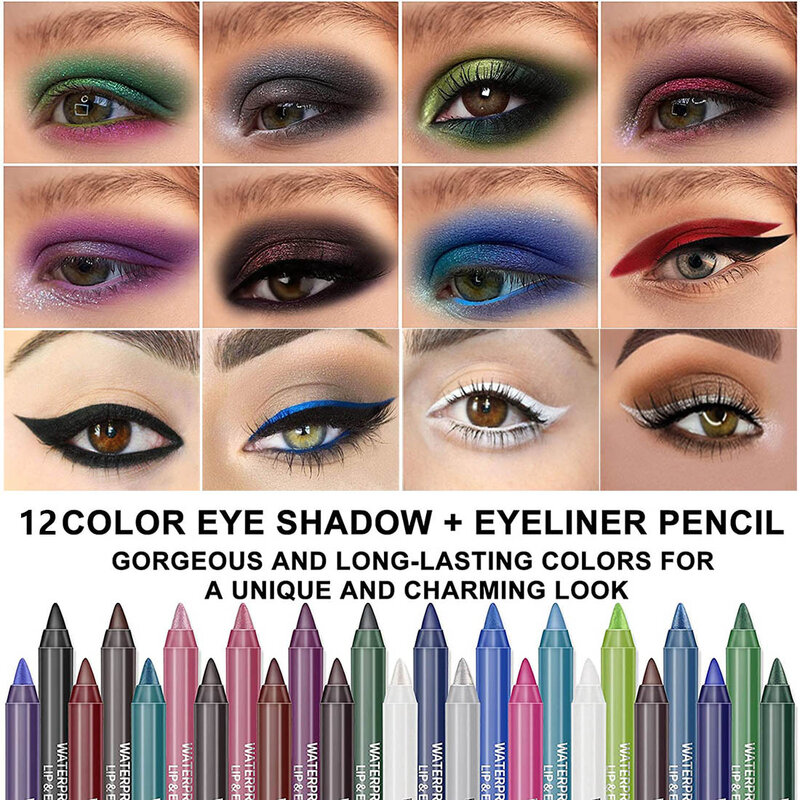 Lápiz Delineador de Ojos de larga duración para mujer, 11 colores, pigmento impermeable, azul, marrón, negro, moda, maquillaje cosmético