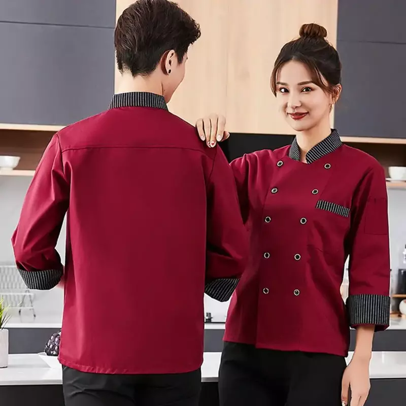 Koszule z rękawem do gotowania męskiego Camisa kurtka kuchenna z krótkim kucharzem w restauracji Unisex Unisex